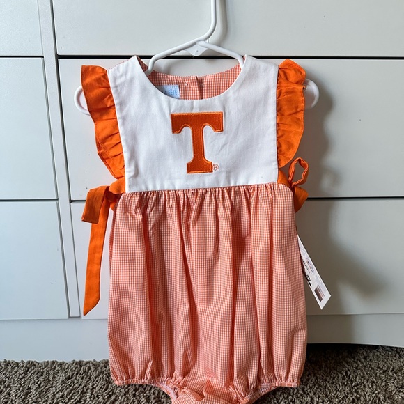 Orange and White Baby Romper with T Logo - Picture 1 of 1